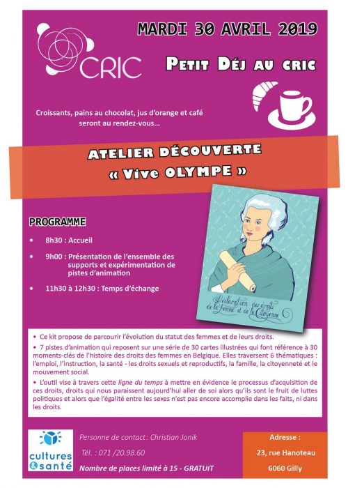 "Vive Olympe" - Atelier découverte @ CRIC asbl